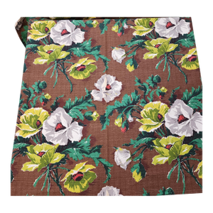 Rare 18 Yards Uncut Vintage 1940's Mid-Century Floral Barkcloth