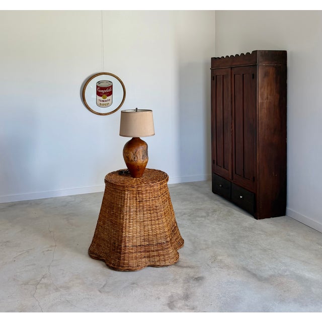 Tromp l'Œil "Ghost" Rattan Table + Round Glass Dining or Surrealist Game Table For Sale - Image 13 of 18