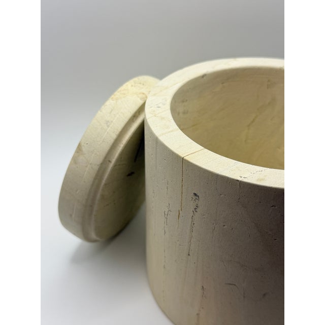 Large Vintage Solid Travertine Canister With Lid For Sale - Image 4 of 7