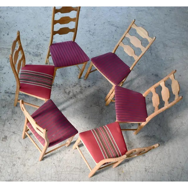 1960s Brutalist Dining Chairs in Solid Carved Oak by Henning Kjærnulf 1960s, Set of 6 For Sale - Image 5 of 5