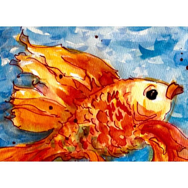 1 Giclee professional print of this original watercolor painting”Orange Fish” Approximately 11.75 x 8.75 inches. No mat....