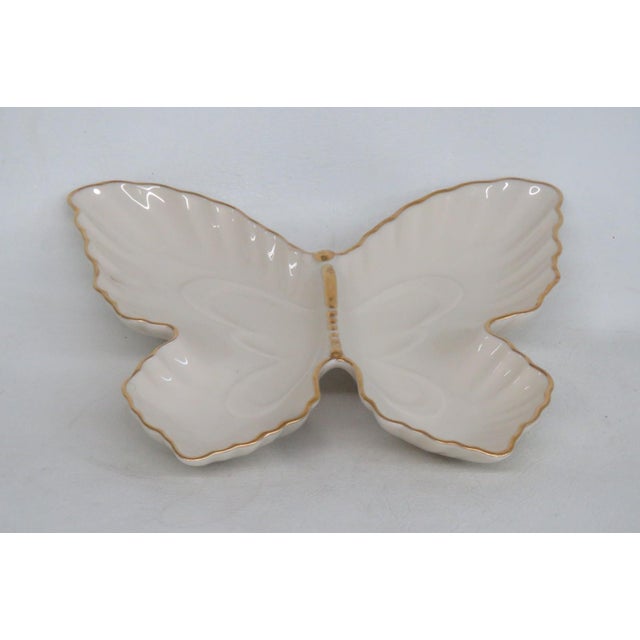 Lenox China Butterfly Shaped Server Divided Tray Ivory With 24k Gold Trim 4915b For Sale In Miami - Image 6 of 12