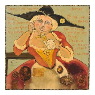 Ira Yeager 20th Century Painting of French Anthropomorphic Woman For Sale