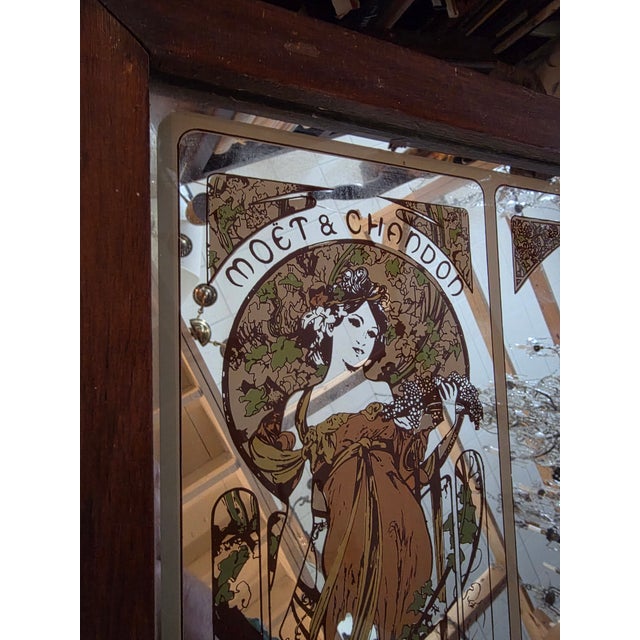 Glass Moet Chandon Champagne Mirror For Sale - Image 7 of 8
