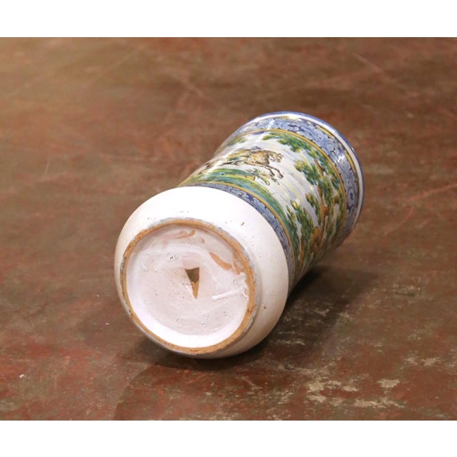 Mid-Century Italian Hand-Painted Majolica Umbrella Stand With Hunt Scene For Sale - Image 14 of 14