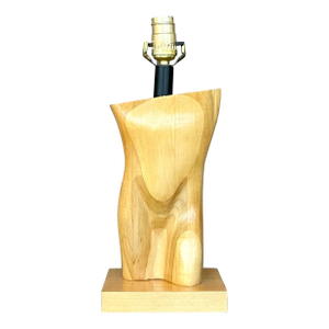 Vintage Boho Monumental Carved Male Torso Lamp