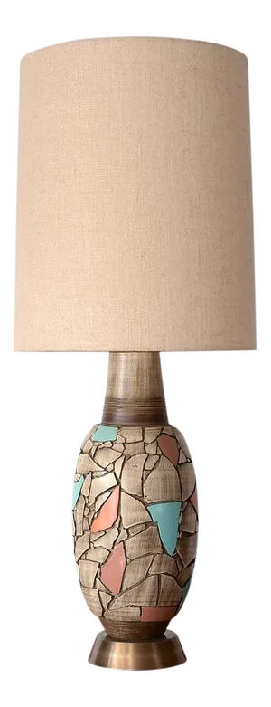 Mid Century Modern Brutalist Ceramic Mosaic Table Lamp