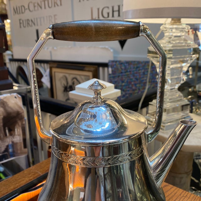 Antique English Silver Plate Tea Kettle, Hot Water Pod With Warmer