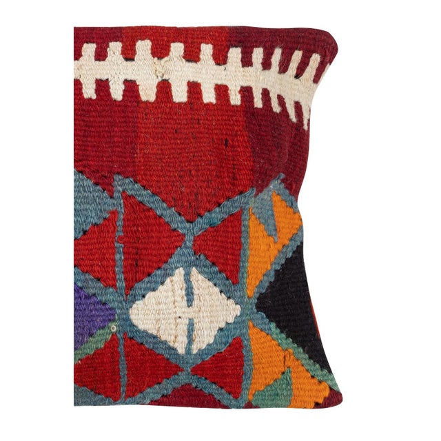 Traditional 16"x24" Vintage Cushion Cover. Hand-Woven Kilim Pillowcase. Lumbar Pillow Cover For Sale - Image 3 of 4