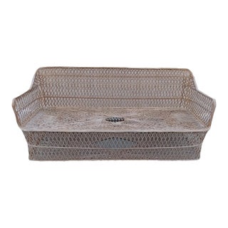Russell Woodard Style Spun Fiberglass Outdoor Sofa Dark Beige For Sale