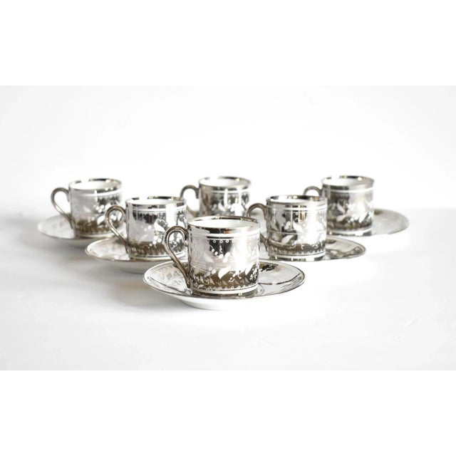 English Georgian Silver Luster Coffee Cups & Saucers - Service for 6 For Sale - Image 3 of 12