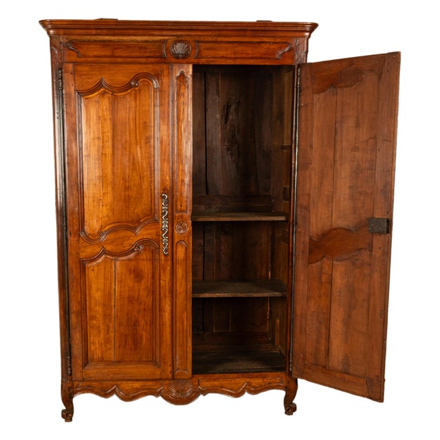 Antique French 18th Century Provincial Carved Cherry Wood Armoire Wardrobe 1780 For Sale In Portland, OR - Image 6 of 10