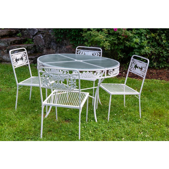Molla Wrought Iron, Glass Top Table, Four Chairs, 1940s For Sale In New York - Image 6 of 12