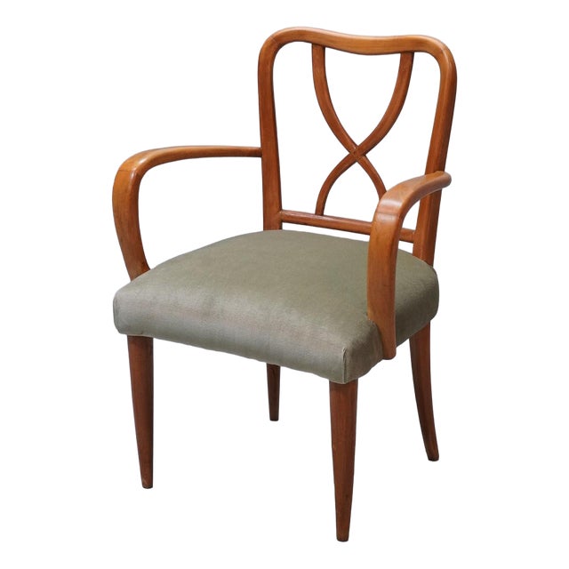 Armchair in Wood and Velvet, 1940s For Sale