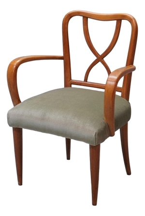 Armchair in Wood and Velvet, 1940s
