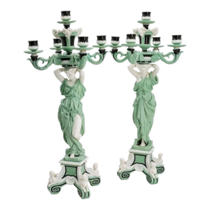 Pair of Early 19th Century Minton 5 Light Figural Porcelain Candelabras