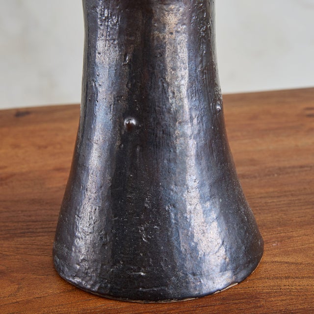 Ceramic French Black Ceramic Figural Vase by Dalo, 21st Century For Sale - Image 7 of 8