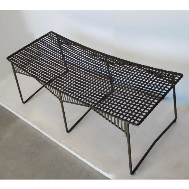 Vintage C.1996-2000 Gregorius Pineo Hand-Forged Twig Iron, Faux Bois Lattice-Strapped "Tuilerie Bench" For Sale In Tampa - Image 6 of 18
