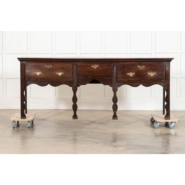 Circa 1800 Large 19thC English Georgian Oak Dresser Base W198.5 x D55 x H78.5 cm Weight 48Kg