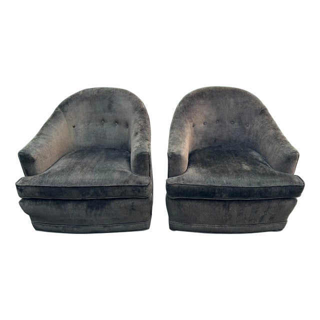 Pair of Custom High End Brown Swivel Club Chairs For Sale - Image 13 of 13