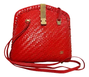A Lovely Vintage 1960s Red Wicker Crossbody Bag