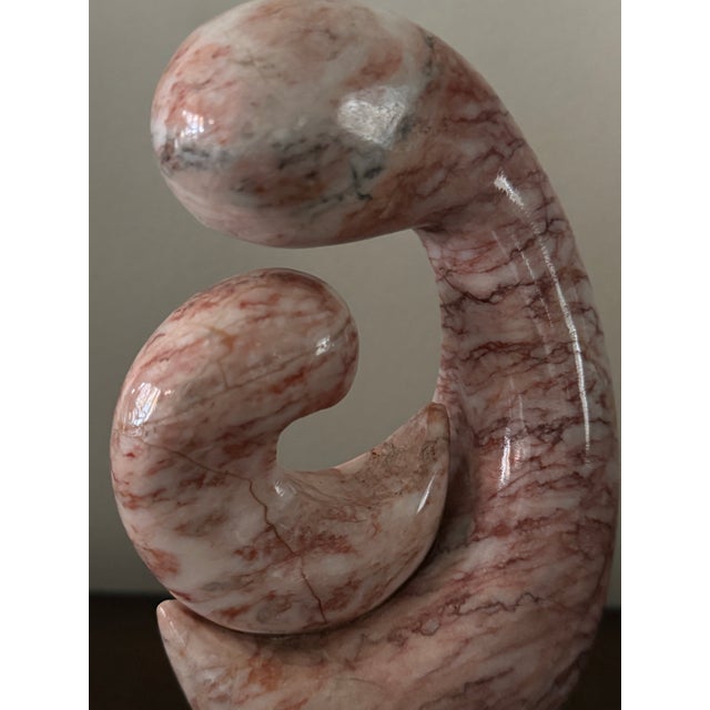 Pink Marble Decorative Sculpture With Mother & Baby Spiral Design For Sale - Image 10 of 10