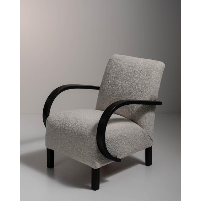Wood 20th Century Czech Republic Dove Grey Bentwood-Arm Lounge Chair For Sale - Image 7 of 11