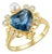 Kai "On My Heart" London Blue Topaz Diamond Pearl Cocktail Ring, size 4 For Sale