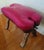 Wood Handcrafted Moroccan Camel Saddle, Genuine Leather Cushion Stool / Pink For Sale - Image 7 of 10