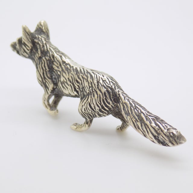 Vintage Italian Handmade Genuine Silver Hunting Fox Figurine Miniature Sculpture For Sale - Image 6 of 11