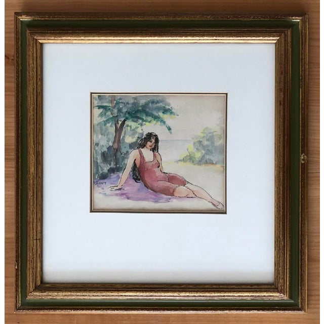 Original frame Work on paper Golden wooden frame with glass pane 40.2 x 39.3 x 3.5 cm This piece has an attribution mark,...