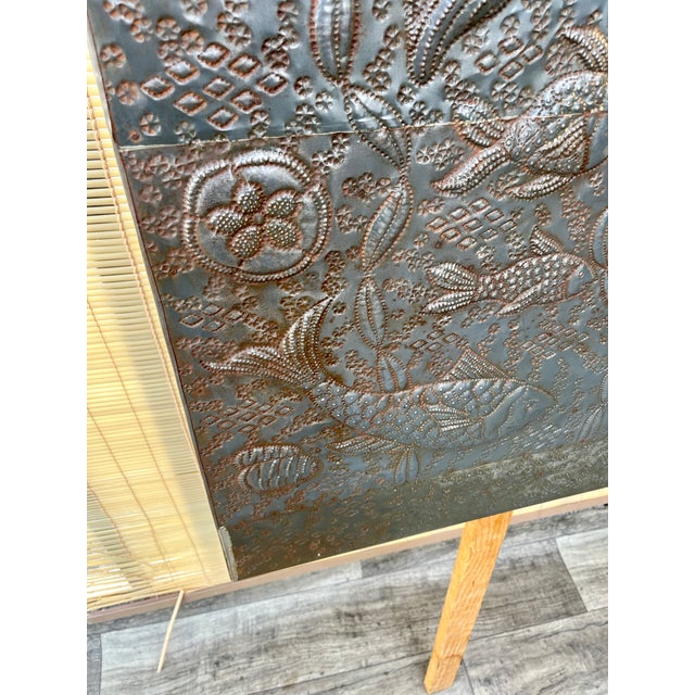 Wood Vintage Bohemian Hand-Embossed Sheet Metal King Size Headboard. Circa 1980s For Sale - Image 7 of 18