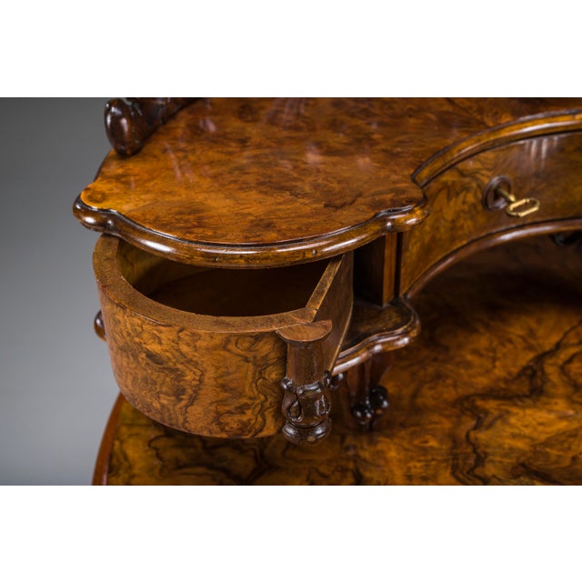 Brown Antique Louis Philippe Walnut Vanity Desk, 1860 For Sale - Image 8 of 18