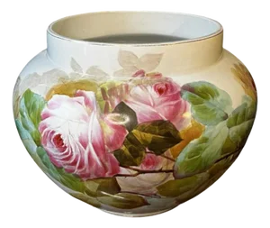 Large Earthenware Ceramic Roses Floral Planter, 1900s