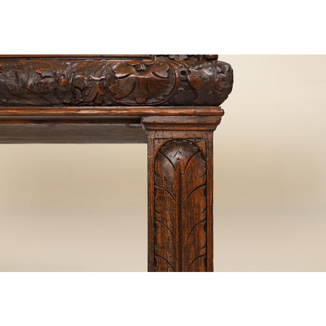 Italian Renaissance Cabinet in Walnut with Carvings, 16th Century For Sale - Image 10 of 18