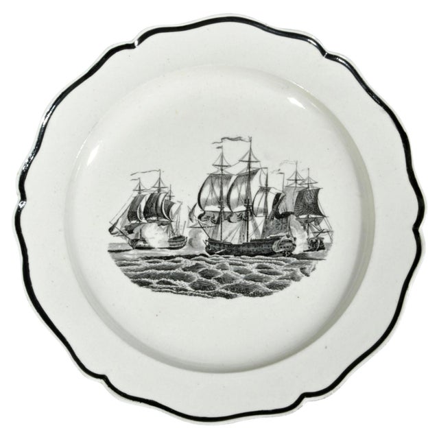 English Liverpool Pearlware Naval Battle Plates, Pair, Circa 1800 For Sale - Image 3 of 5