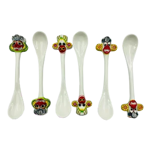 Vintage Hand-Painted Sri Lankan Mask Spoons- Set of 6