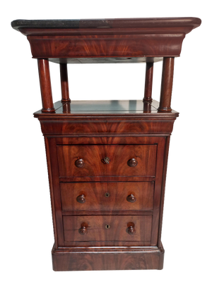 19th Century Pedestal with Drawers in Mahogany