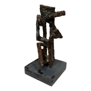 Mid-Century Modern Abstract “Twisty” Bronze Sculpture (10.5” High) For Sale