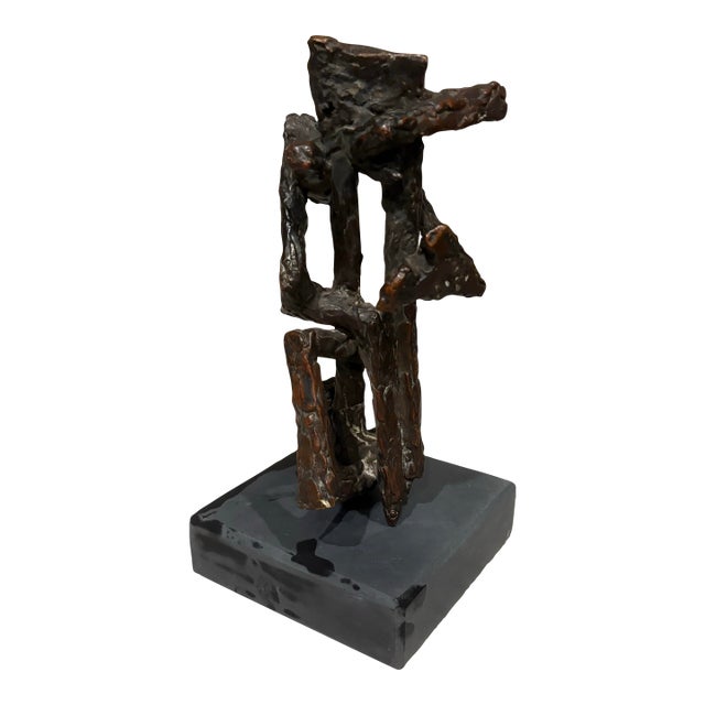 Mid-Century Modern Abstract “Twisty” Bronze Sculpture (10.5” High) For Sale