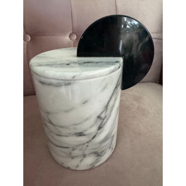 White Modern White Marble Decorative Canister/Storage Jar With Sculptural Lid For Sale - Image 8 of 12
