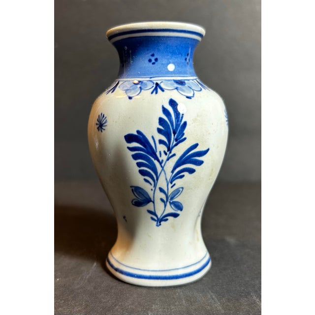 Ceramic Vintage Group of Three Small Blue & White Delft Pottery Bud Vases For Sale - Image 7 of 11