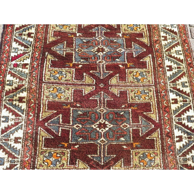 Art Deco Mid 20th Century Mid 20th Century Small Turkish Vintage Carpet Wool Area Rug For Sale - Image 3 of 11