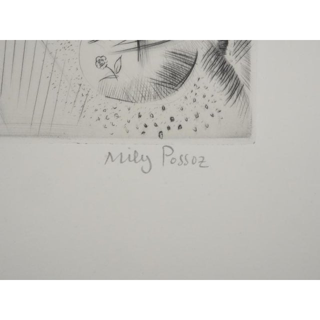 Modern Mily Possoz, Young Girls with Provisions, Original Signed Engraving For Sale - Image 3 of 10