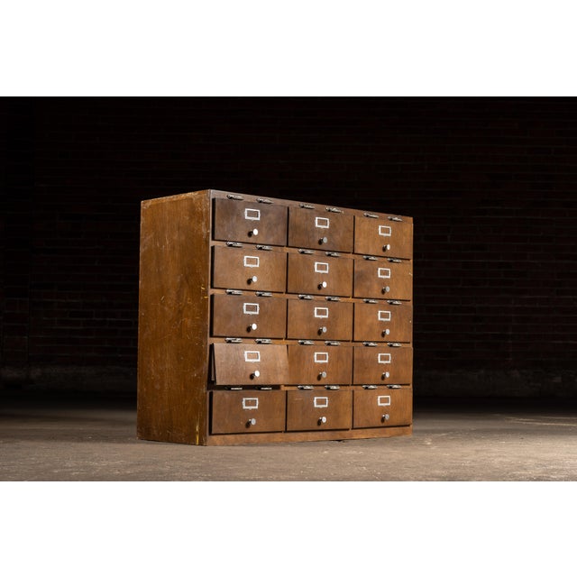 Vintage Oak Industrial Cubby Storage Cabinet With Hinged Faces For Sale - Image 4 of 7