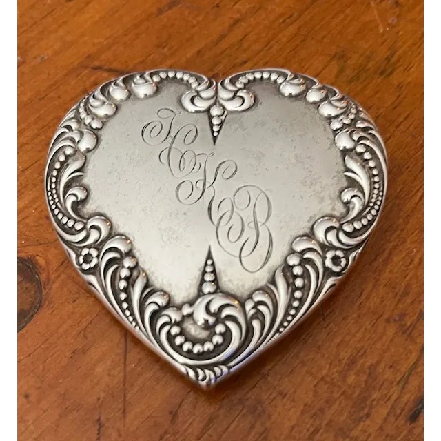 Late 19th Century Late 19th Century Sterling Silver and Cut Crystal Heart Shaped Vanity Jar For Sale - Image 5 of 9
