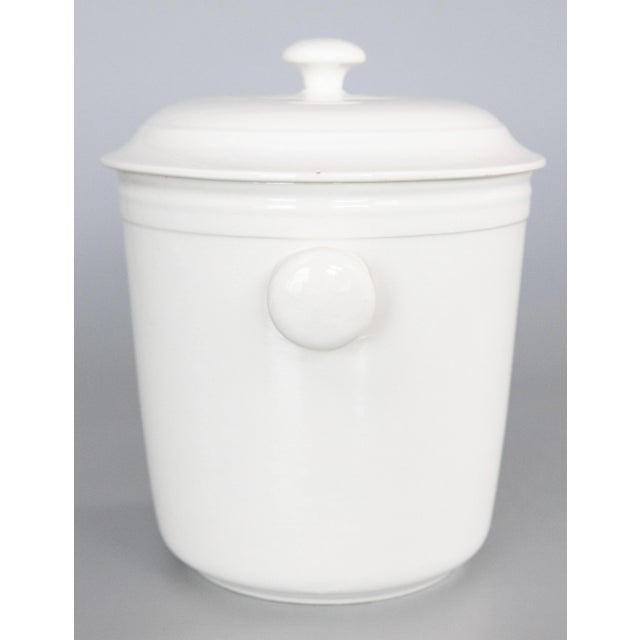 A rare large antique French white ironstone lidded ice bucket, circa 1890. Made by famous French pottery maker Creil et...
