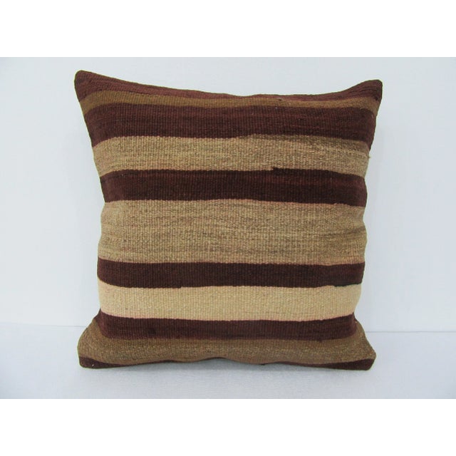 Turkish Striped Wool Kilim Pillow For Sale - Image 4 of 4