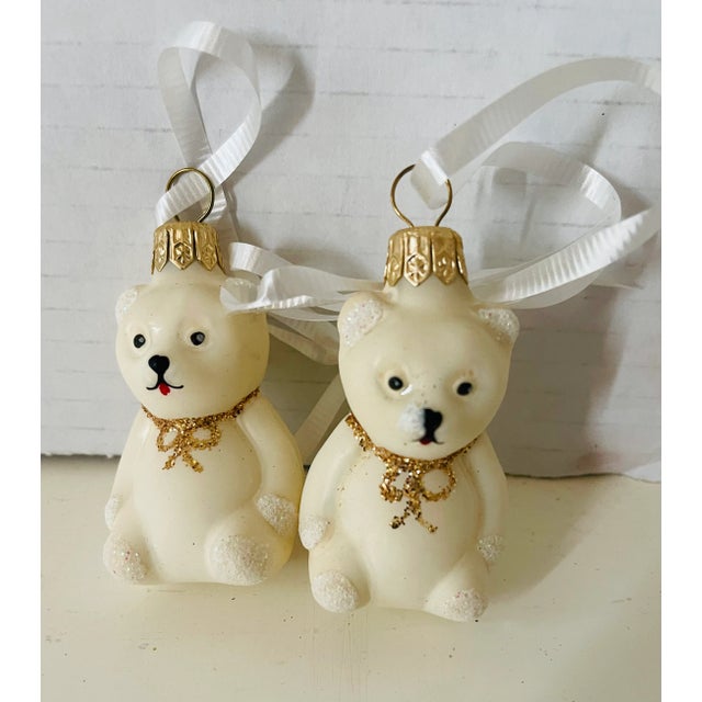 Vintage European Mercury Glass Christmas Ornaments Teddy Bears- Set of 6 For Sale - Image 4 of 6