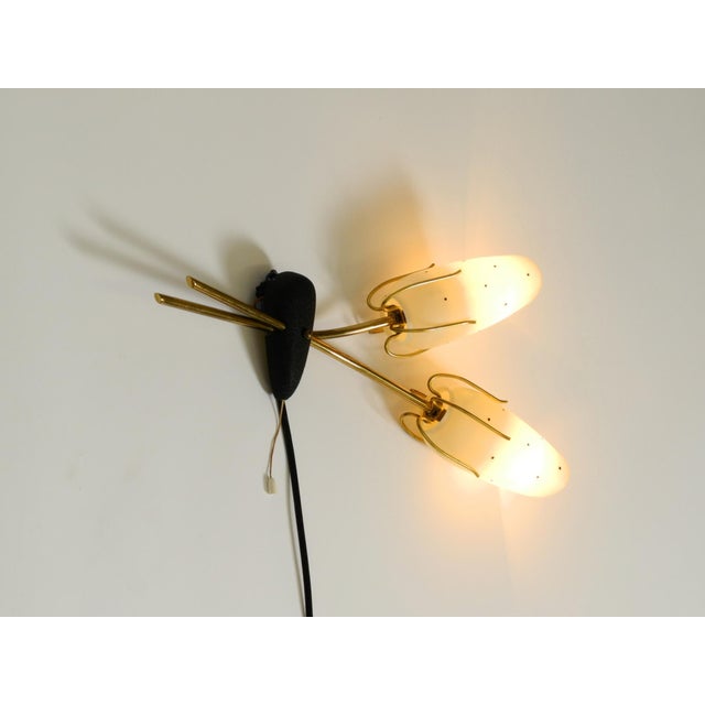 1950s Mid-Century Brass Wall Lamp with Painted Glass Shades, 1950s For Sale - Image 5 of 18